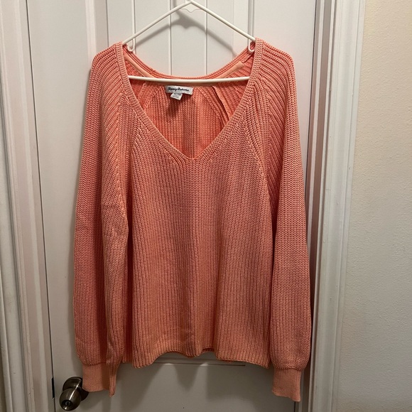 Tommy Bahama Women's Peach V-Neck Sweater - Picture 2 of 4